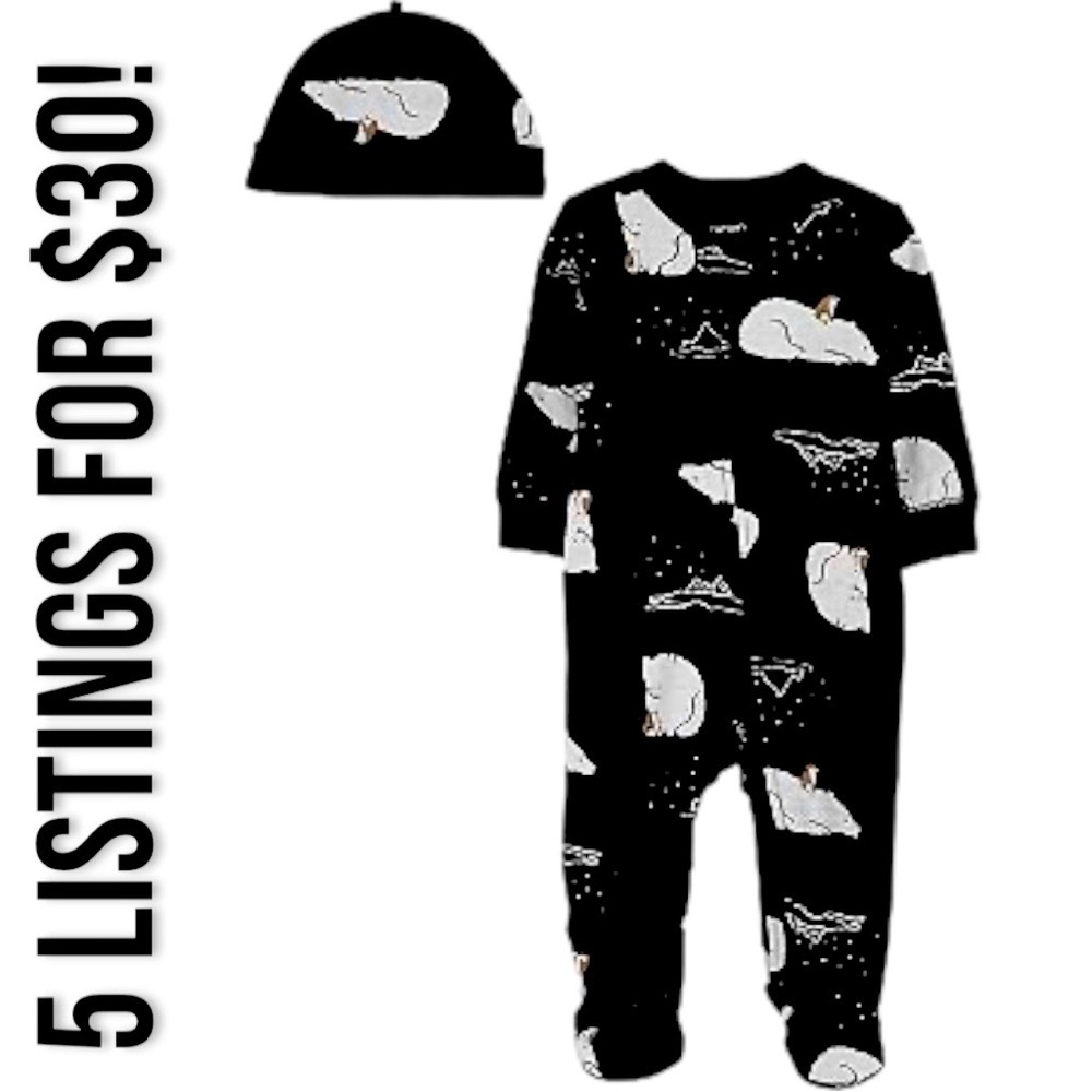 Carter’s 3 month sleep & play set zip footies and cap matching outfit set